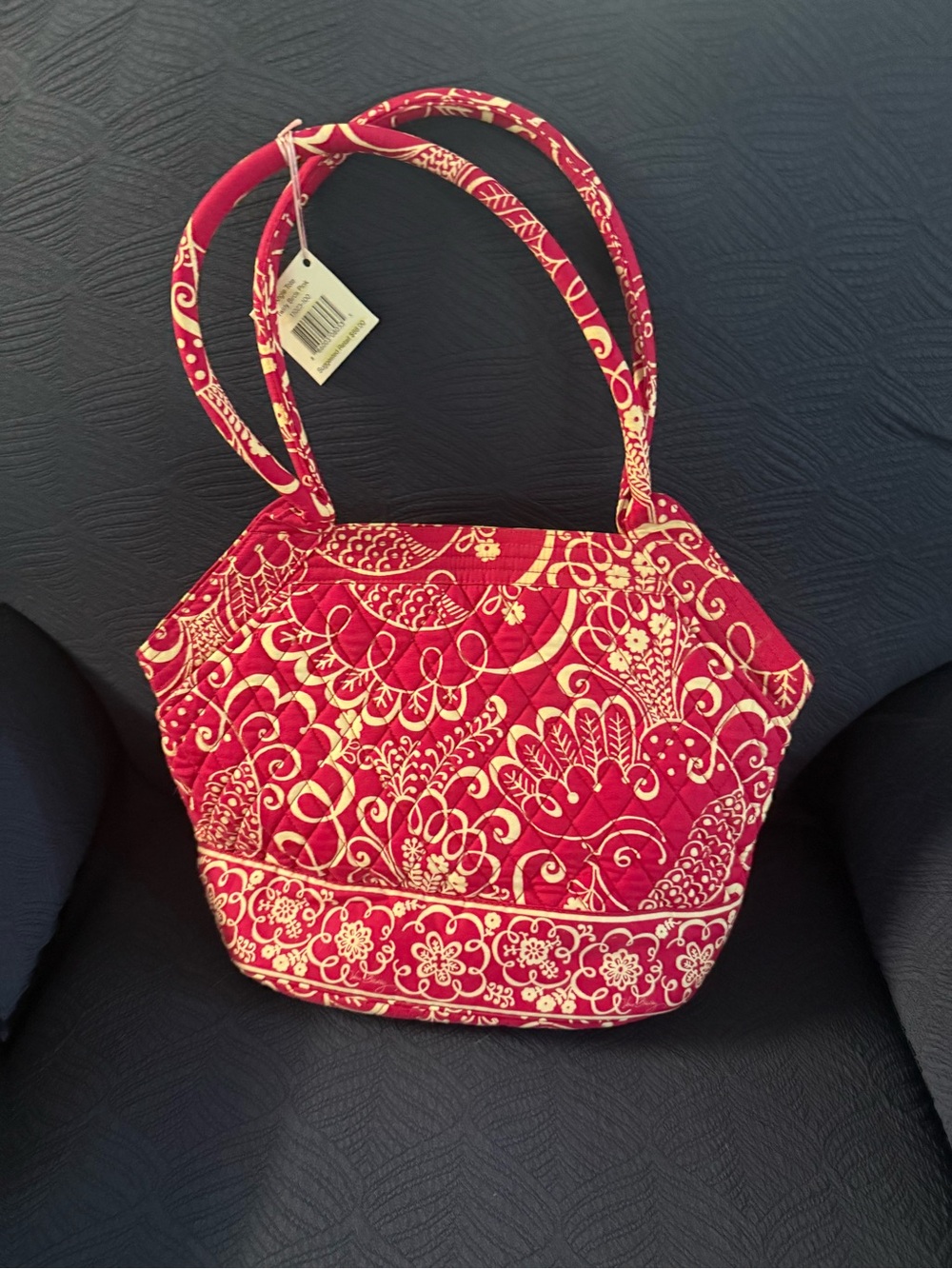 NWT Vera Bradley Angle Tote Bag Twirly Birds Pink Quilted Cotton